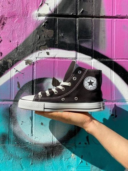 Женские кеды Converse All Star высокие черные текстиль Кроссовки Конверсы Arm-KN1 (коп2) фото