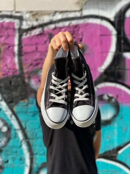 Женские кеды Converse All Star высокие черные текстиль Кроссовки Конверсы Arm-KN1 (коп2) фото