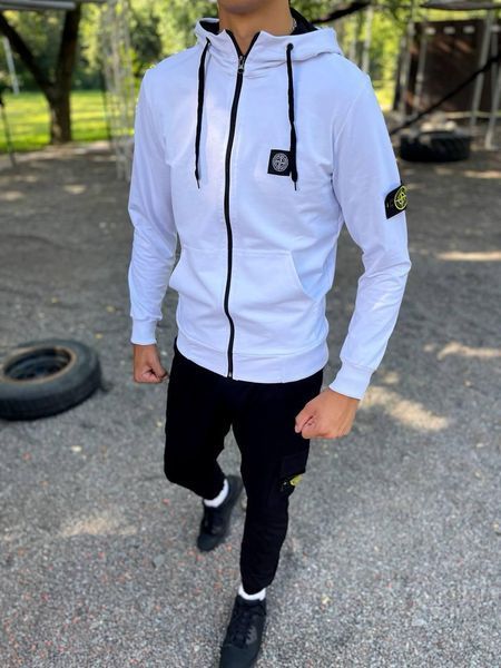 Мужской спортивный костюм Stone Island на молнии черный Комплект Стон Айленд Толстовка Штаны Univer-22 фото