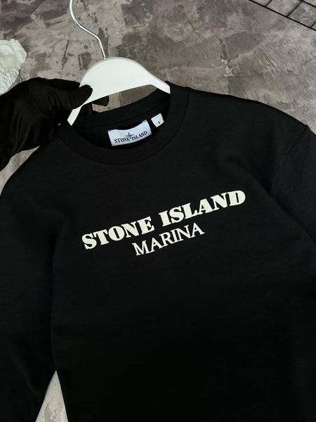 Мужской свитшот Stone Island Marina черный Кофта без капюшона Стон Айленд Моло-760-82 фото