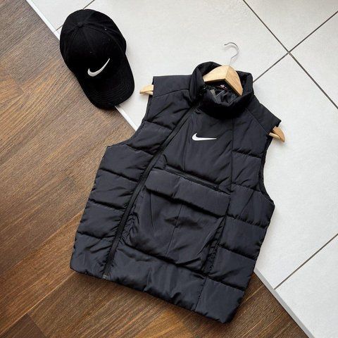 Мужская жилетка Nike без капюшона из плащевки черная Безрукавка Найк демисезонная Sta-20 фото