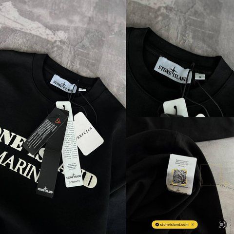 Мужской свитшот Stone Island Marina черный Кофта без капюшона Стон Айленд Моло-760-82 фото