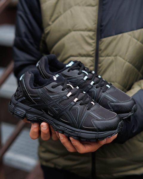 Мужские зимние кроссовки Asics Gel Kahana 8 Black Silver черные с белым Ассикс термо Pow-AS040 фото