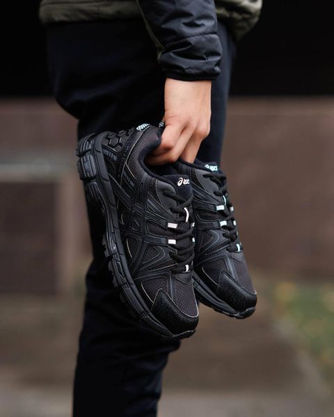 Мужские зимние кроссовки Asics Gel Kahana 8 Black Silver черные с белым Ассикс термо Pow-AS040 фото