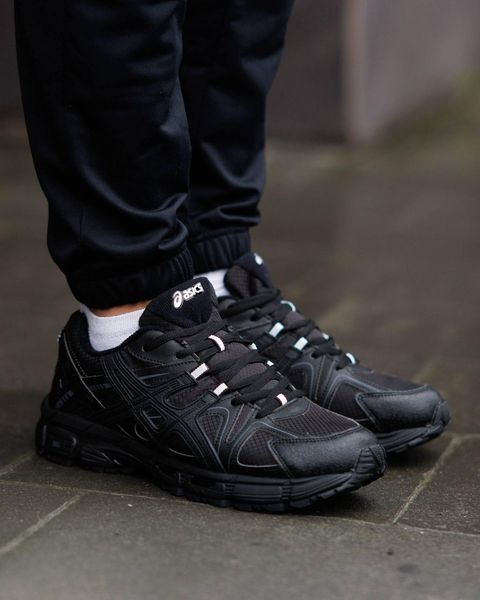 Мужские зимние кроссовки Asics Gel Kahana 8 Black Silver черные с белым Ассикс термо Pow-AS040 фото