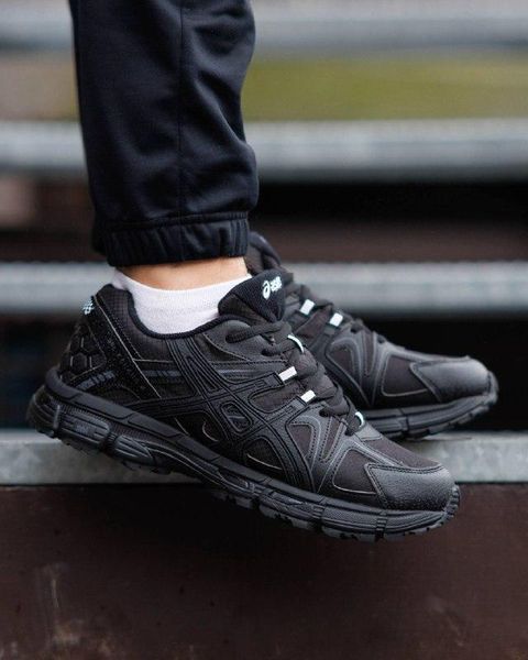Мужские зимние кроссовки Asics Gel Kahana 8 Black Silver черные с белым Ассикс термо Pow-AS040 фото