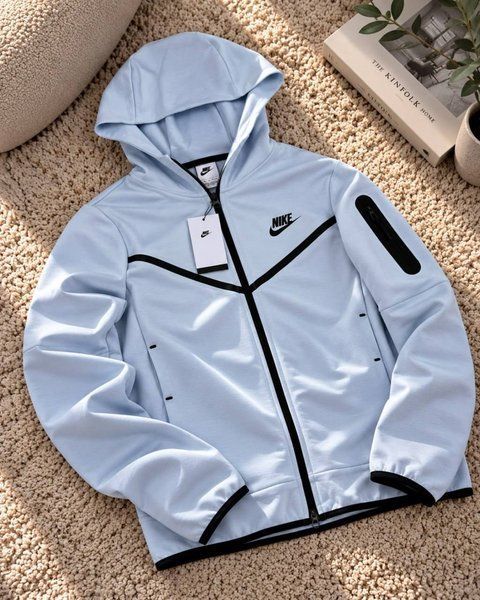 Чоловіча демісезонна кофта Nike Tech Fleece блакитна Dej-1 фото