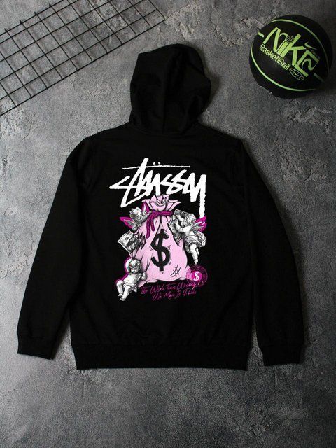 Мужское худи Stussy черное Кофта Стусси с капюшоном Ads-161 фото
