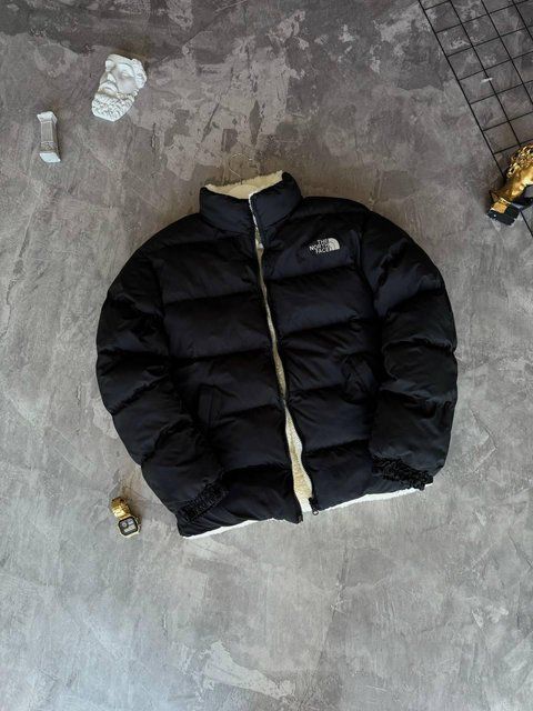 Чоловіча зимова куртка The North Face чорна без капюшона двостороння Пуховик Зе Норд Фейс Моло-TNF100 фото