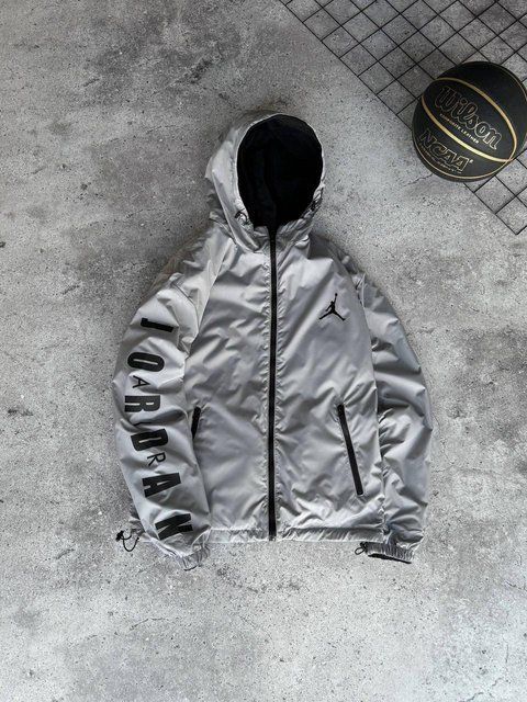 Чоловіча зимова двостороння куртка Nike чорно-сіра Пуховик Найк Моло-JORD152 фото