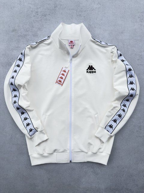 Мужская кофта Kappa без капюшона белая Олимпийка Каппа с лампасами Хар-654 фото