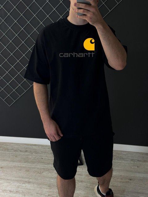 Чоловіча футболка оверсайз Carhartt чорна Теніска Кархарт Rap-RD378 фото