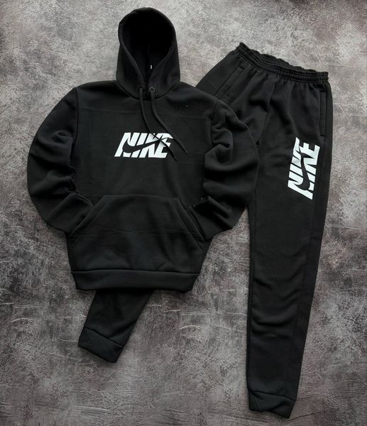 Мужской зимний спортивный костюм Nike черный Комплект Найк Худи Штаны с капюшоном Pav-37 фото