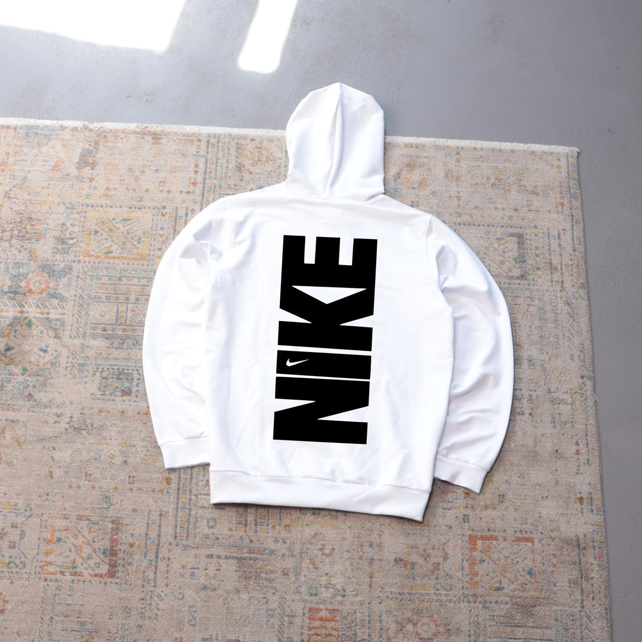 Мужское худи Nike с принтом белое Толстовка Найк с капюшоном