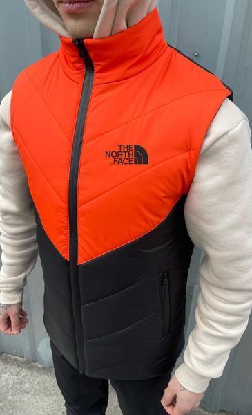 Мужская жилетка The North Face черная с оранжевым без капюшона Безрукавка ТНФ стеганная из плащевки Intr-1620135944 фото