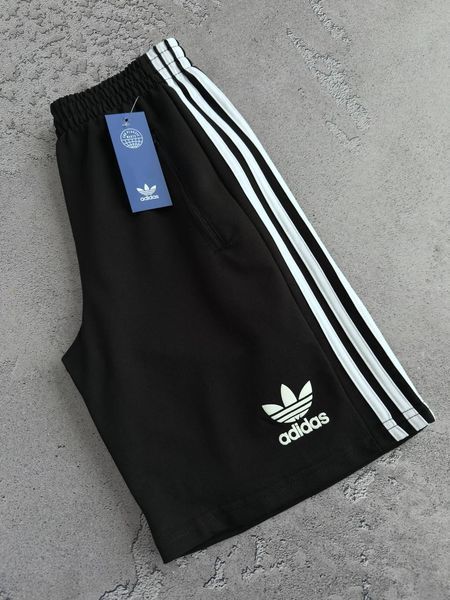 Мужские шорты Adidas черные с лампасами хлопковые Адидас Мой-56/Хар-840 (коп2) фото
