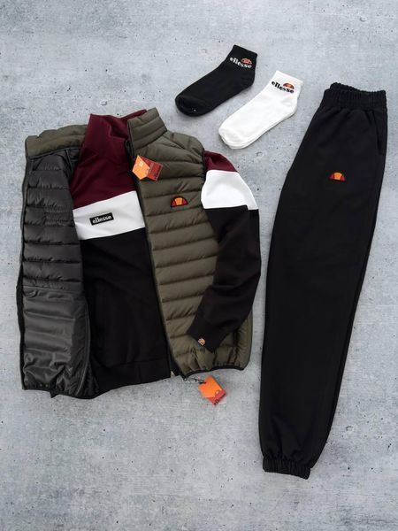 Чоловічий спортивний костюм Ellesse бордовий Комплект Еліс Олімпійка Штани Жилетка Хар-578 фото