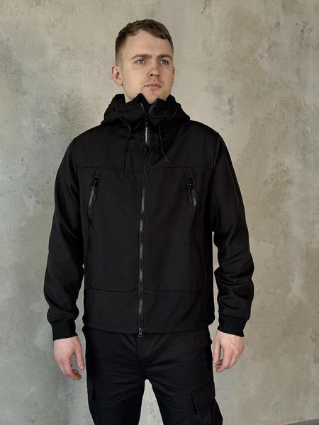 Чоловіча куртка C.P. Company Soft Shell з капюшоном чорна Вітровка Сі Пі Компані весняна осіння Slav-art1301 фото