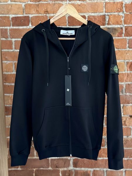 Мужской спортивный костюм Stone Island на молнии черный Комплект Стон Айленд с капюшоном Хар-237 фото