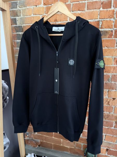 Мужской спортивный костюм Stone Island на молнии черный Комплект Стон Айленд с капюшоном Хар-237 фото