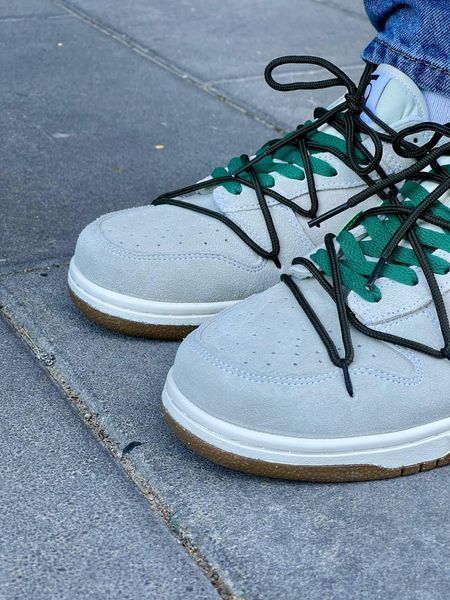 Чоловічі кросівки Nike SB Dunk Low SE 85 Double Swoosh замшеві сірі Найк Данк Дабл Свуш Las-1084 фото