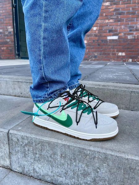 Чоловічі кросівки Nike SB Dunk Low SE 85 Double Swoosh замшеві сірі Найк Данк Дабл Свуш Las-1084 фото