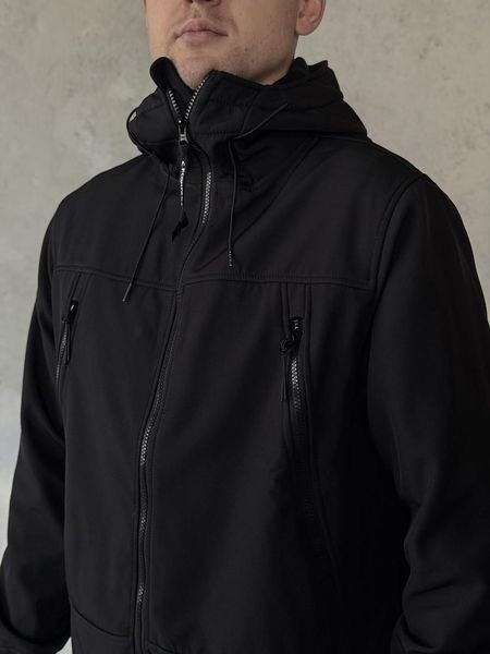 Чоловіча куртка C.P. Company Soft Shell з капюшоном чорна Вітровка Сі Пі Компані весняна осіння Slav-art1301 фото