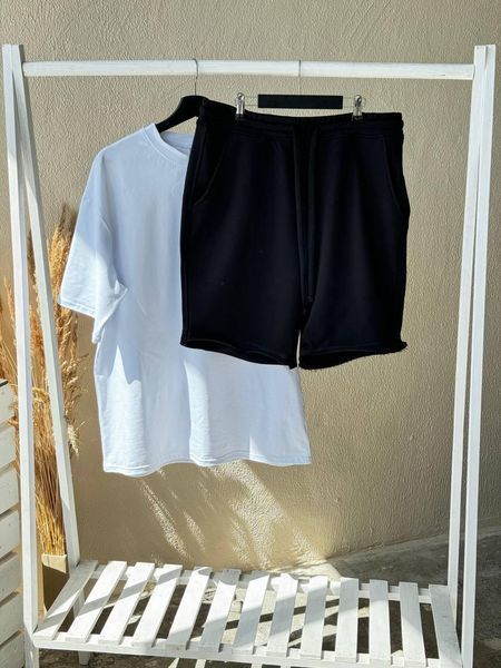 Мужской летний костюм футболка и шорты черно-белый Rap-RD362/RD373 фото