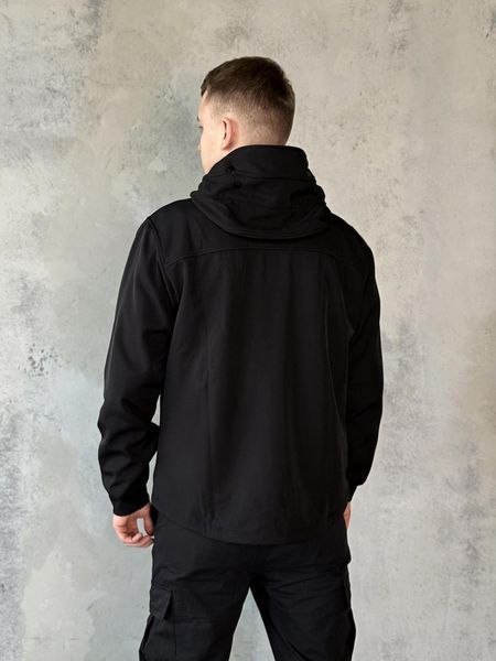 Чоловіча куртка C.P. Company Soft Shell з капюшоном чорна Вітровка Сі Пі Компані весняна осіння Slav-art1301 фото