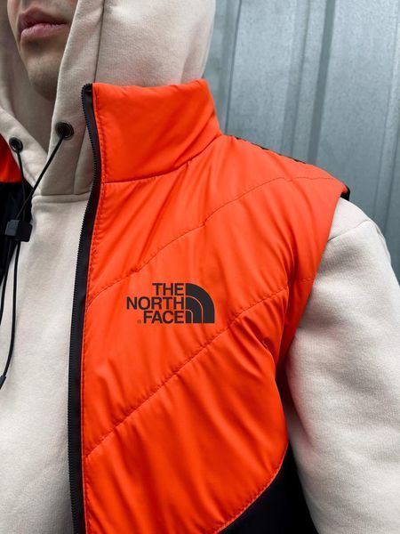 Мужская жилетка The North Face черная с оранжевым без капюшона Безрукавка ТНФ стеганная из плащевки Intr-1620135944 фото