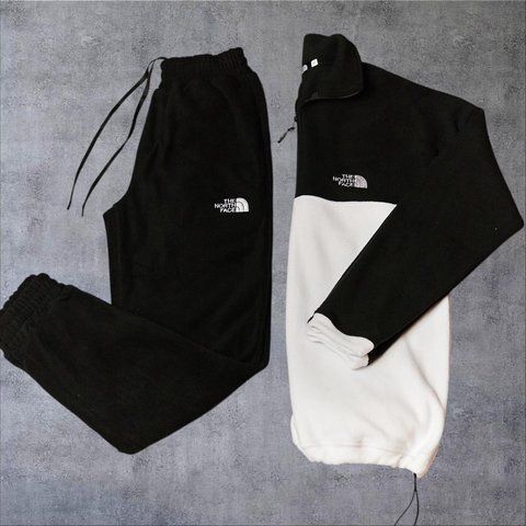 Мужской зимний спортивный костюм The North Face флисовый черно-белый Комплект ТНФ плюшевый Will-Т0075 фото