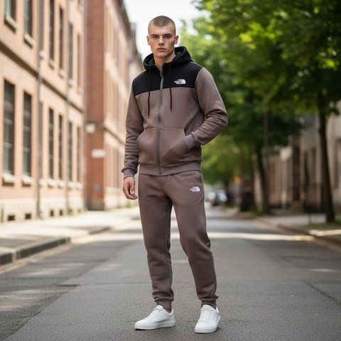 Мужской зимний спортивный костюм The North Face флисовый бежевый Комплект Зе Норт Фейс плюшевый Will-Т0098 фото