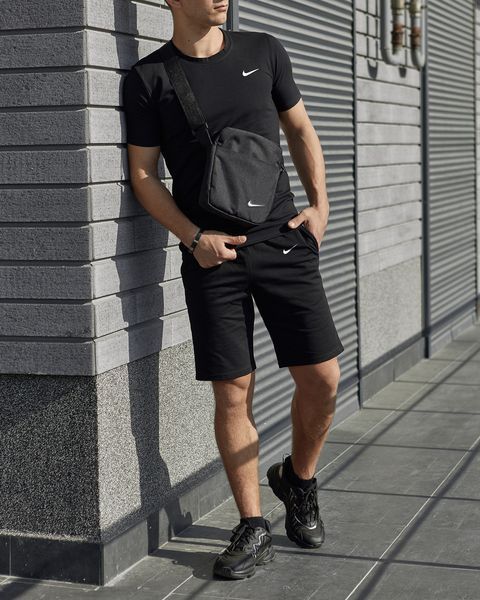 Мужской летний костюм Nike Футболка Шорты Барсетка черный комплект Найк Intr-1586983898 фото