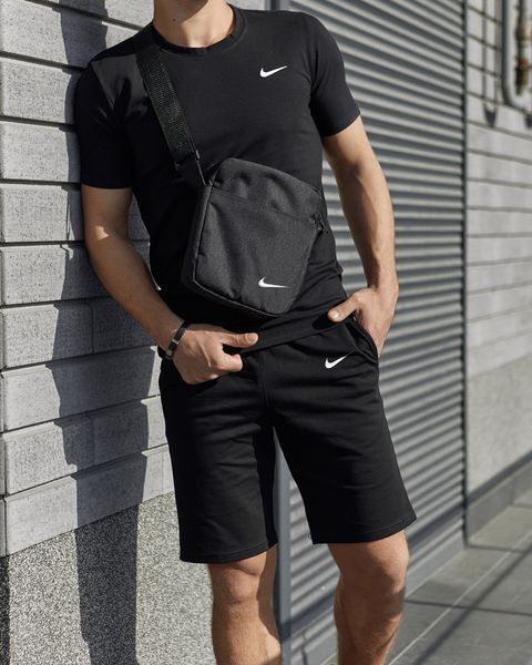 Мужской летний костюм Nike Футболка Шорты Барсетка черный комплект Найк Intr-1586983898 фото