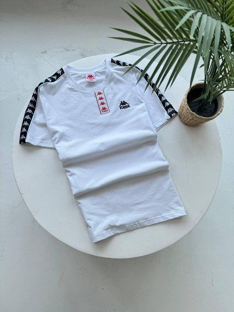 Мужская футболка Kappa белая с лампасами Каппа Хар-844 фото