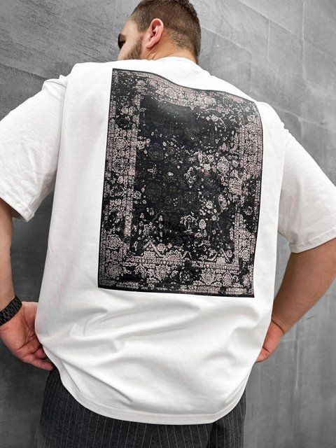 Мужская футболка оверсайз с принтом белая Sane-fi4p18 фото