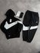 Чоловічий спортивний оверсайз костюм Nike Big Swoosh чорний Комплект Найк Біг Свуш Худі Штани Хар-586 фото 5