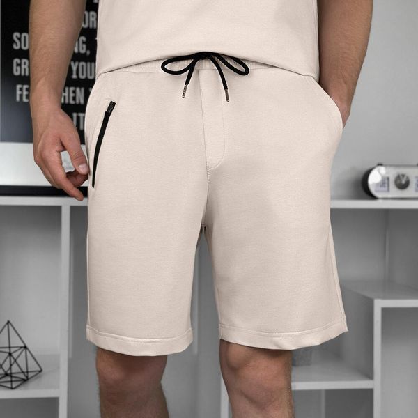 Мужские шорты хлопковые бежевые Pob-SOhr2935kr фото