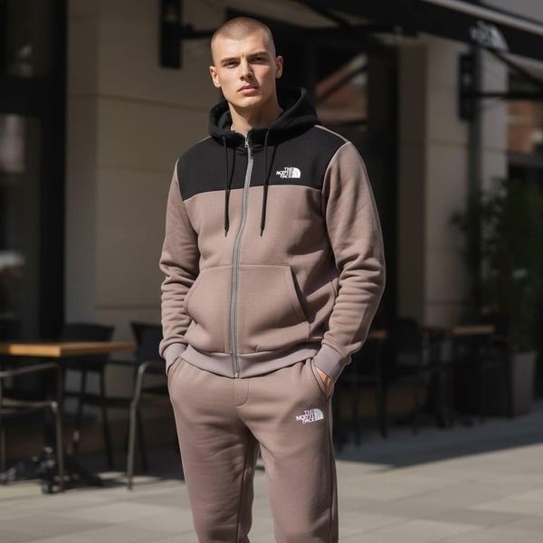 Чоловічий зимовий спортивний костюм The North Face бежевий флісовий Комплект Зе Норт Фейс плюшевий Will-Т0098 фото
