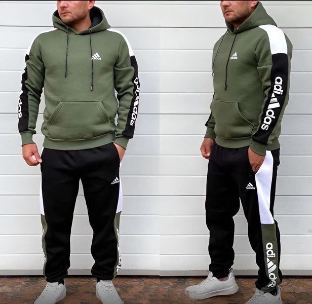 Чоловічий зимовий спортивний костюм Adidas червоний Комплект Худі Штани Seas-55 фото