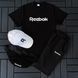 Мужской летний костюм Reebok Футболка Шорты Кепка Барсетка черный Комплект Рибок Ow-192 фото 2