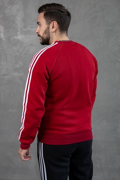 Чоловічий зимовий світшот Adidas з лампасами червоний Кофта Адідас без капюшона Хар-330 фото