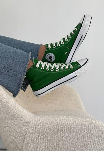 Жіночі кеди Converse All Star високі зелені текстиль Кросівки Конверси Arm-Gr_004 (коп1) фото