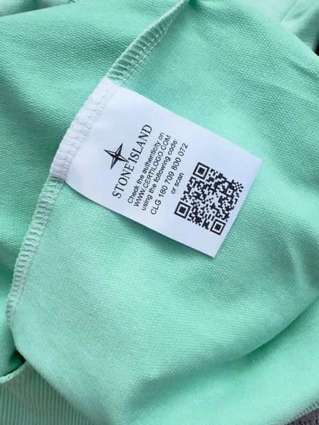 Мужской свитшот Stone Island мятный Кофта без капюшона Стон Айленд с патчем Хар-592 фото