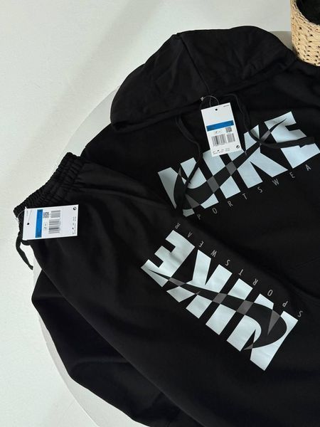 Чоловічий зимовий спортивний костюм Nike чорний Комплект Найк тринитка з начосом Гла-161 фото