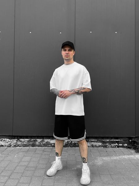 Мужской летний костюм футболка и шорты черно-белый Sane-k13 фото
