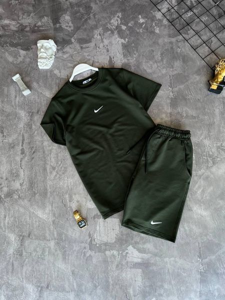 Чоловічий літній костюм Nike Футболка Шорти хакі комплект Найк моло-34-303 фото
