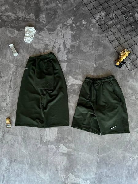 Чоловічий літній костюм Nike Футболка Шорти хакі комплект Найк моло-34-303 фото