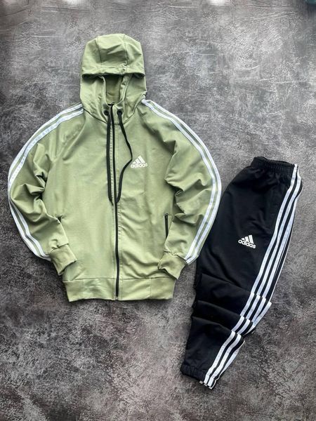 Чоловічий спортивний костюм Adidas хакі Комплект Адідас Кофта на змійці з капюшоном Штани univer-107 фото
