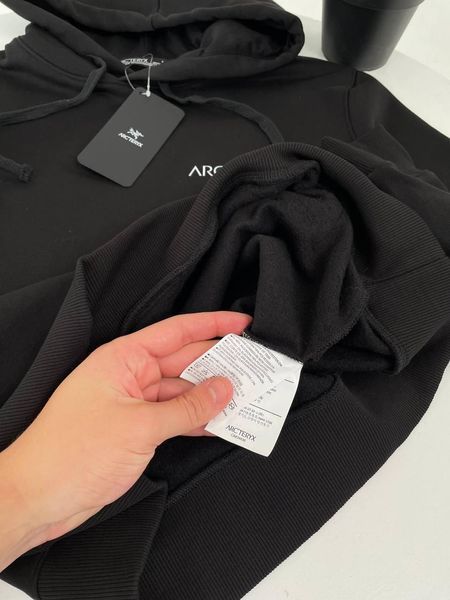 Чоловіче зимове худі Arcteryx на мікрофлісі чорне Кофта Арктерікс з капюшоном Гла-147 фото